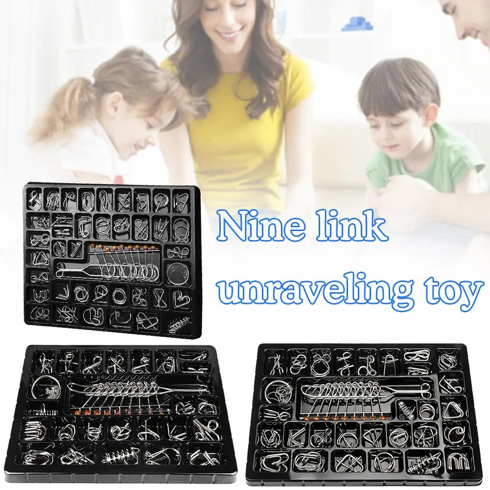 Luban Lock Educational Intellectual Toys IQ Toys Metal Puzzle Brain Teaser Metal Wire Puzzles Magic Trick Toy Untie Key Lock