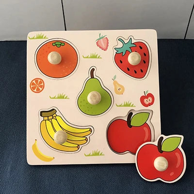 Toddlers Wooden Puzzle Montessori Baby Toys ABC Alphabet Number Shape Matching Board Game Preschool Educational Toy for Kids 2-4