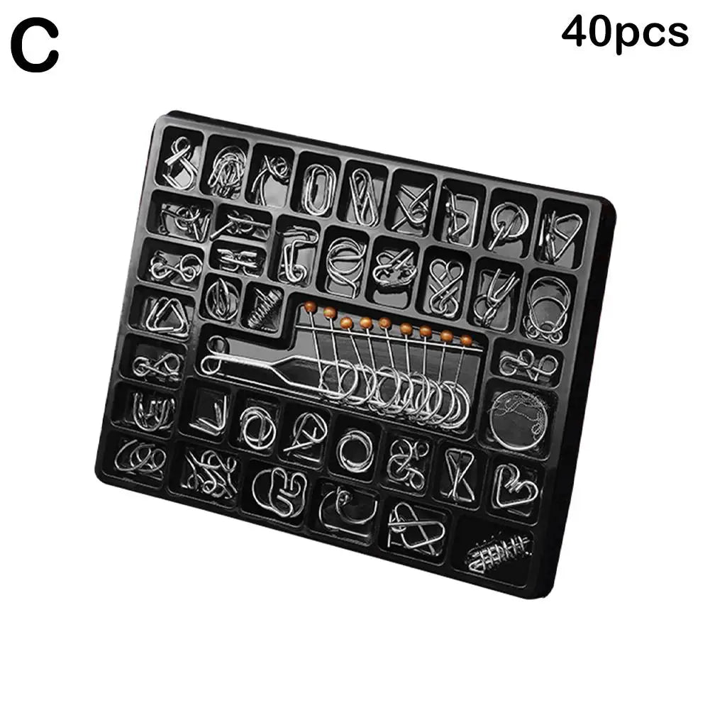 Luban Lock Educational Intellectual Toys IQ Toys Metal Puzzle Brain Teaser Metal Wire Puzzles Magic Trick Toy Untie Key Lock