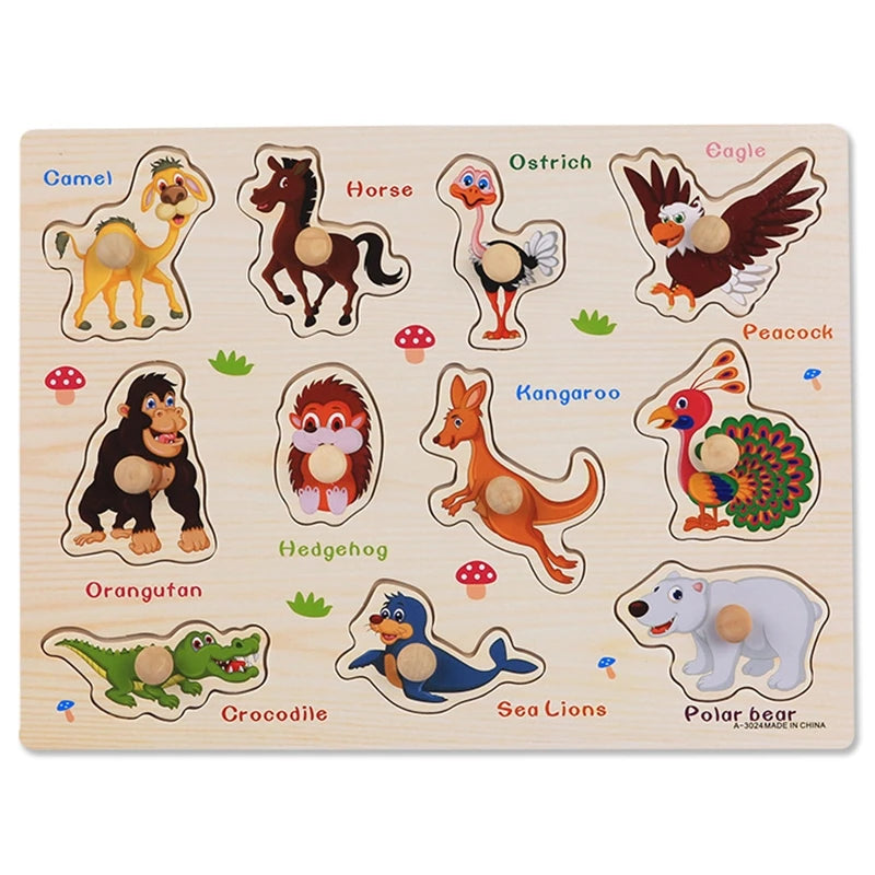 Toddlers Wooden Puzzle Montessori Baby Toys ABC Alphabet Number Shape Matching Board Game Preschool Educational Toy for Kids 2-4