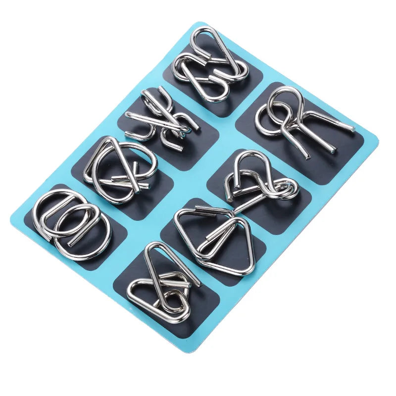 Luban Lock Educational Intellectual Toys IQ Toys Metal Puzzle Brain Teaser Metal Wire Puzzles Magic Trick Toy Untie Key Lock