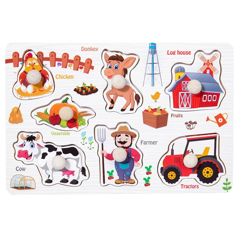 Toddlers Wooden Puzzle Montessori Baby Toys ABC Alphabet Number Shape Matching Board Game Preschool Educational Toy for Kids 2-4