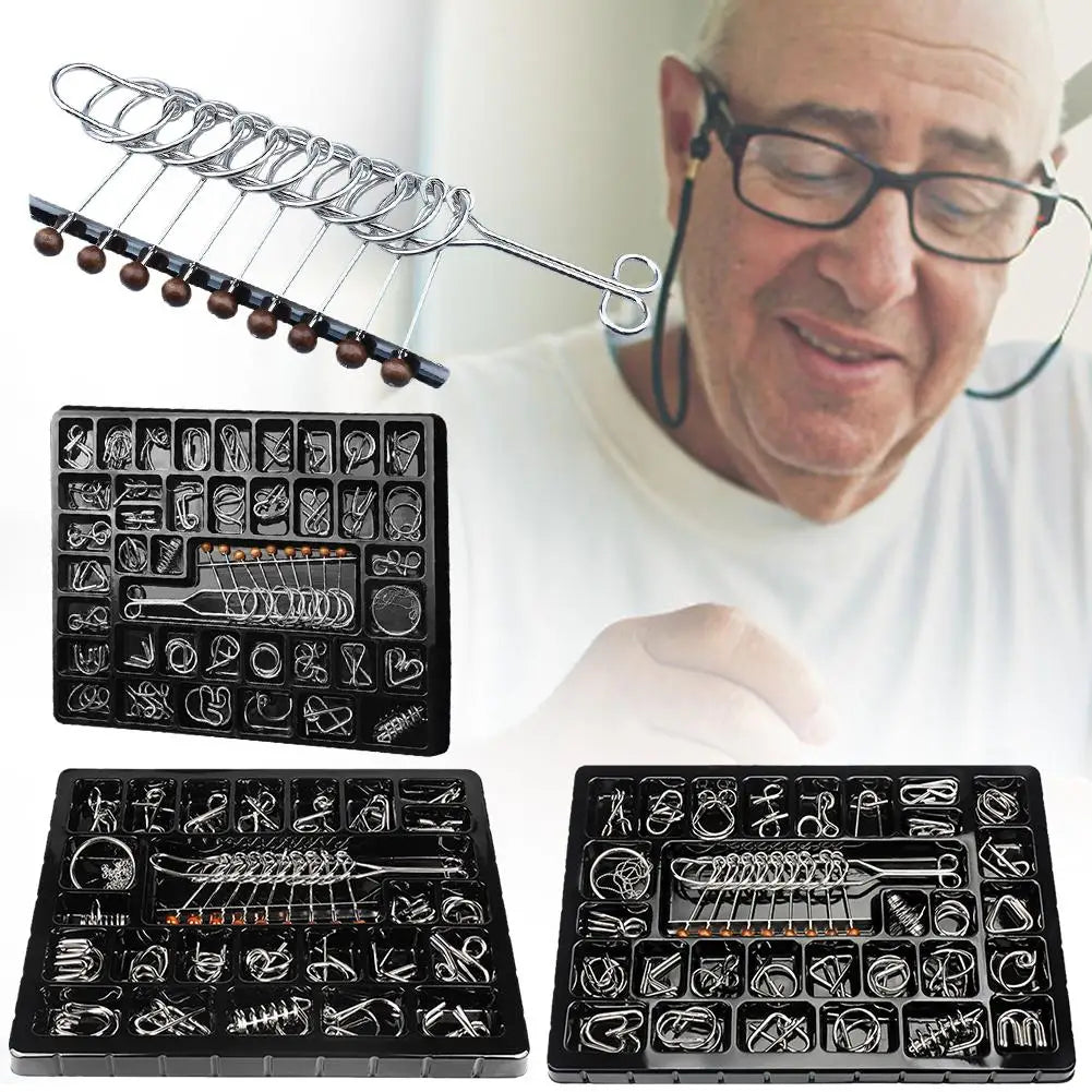 Luban Lock Educational Intellectual Toys IQ Toys Metal Puzzle Brain Teaser Metal Wire Puzzles Magic Trick Toy Untie Key Lock
