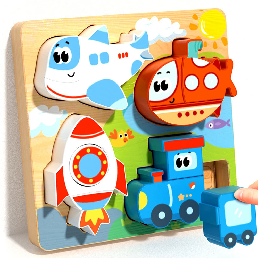 Toddlers Wooden Puzzle Montessori Baby Toys ABC Alphabet Number Shape Matching Board Game Preschool Educational Toy for Kids 2-4