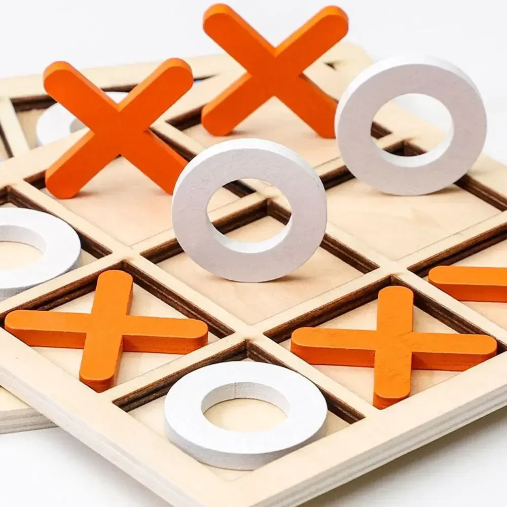 1PC Wooden Board Game Tic Tac Toe 9"x9" Table Toy for Kids Gifts Family Games Desk Decoration Board Game