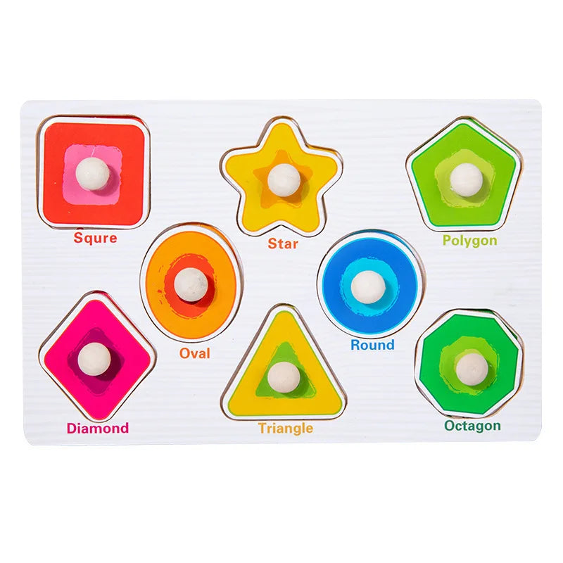 Toddlers Wooden Puzzle Montessori Baby Toys ABC Alphabet Number Shape Matching Board Game Preschool Educational Toy for Kids 2-4