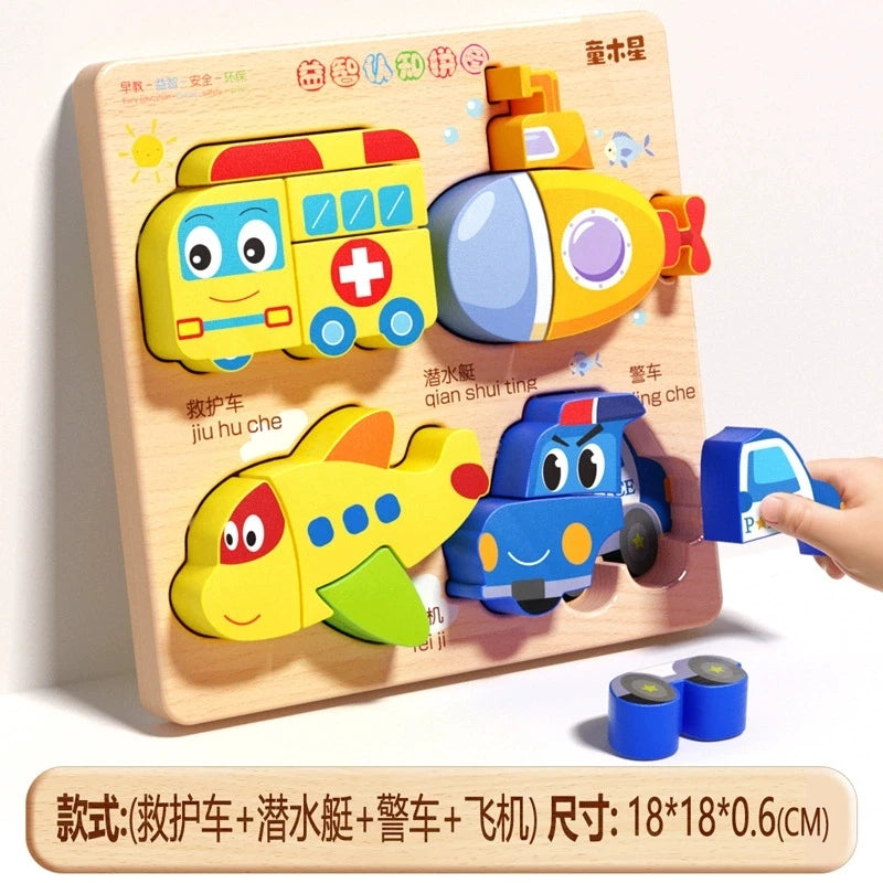 Toddlers Wooden Puzzle Montessori Baby Toys ABC Alphabet Number Shape Matching Board Game Preschool Educational Toy for Kids 2-4