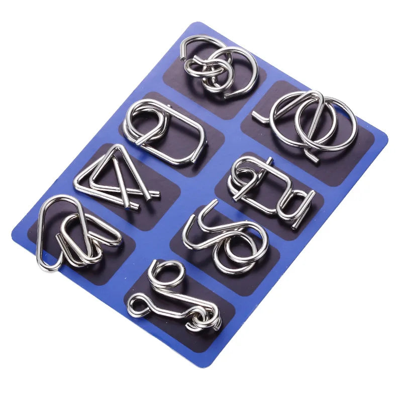 Luban Lock Educational Intellectual Toys IQ Toys Metal Puzzle Brain Teaser Metal Wire Puzzles Magic Trick Toy Untie Key Lock