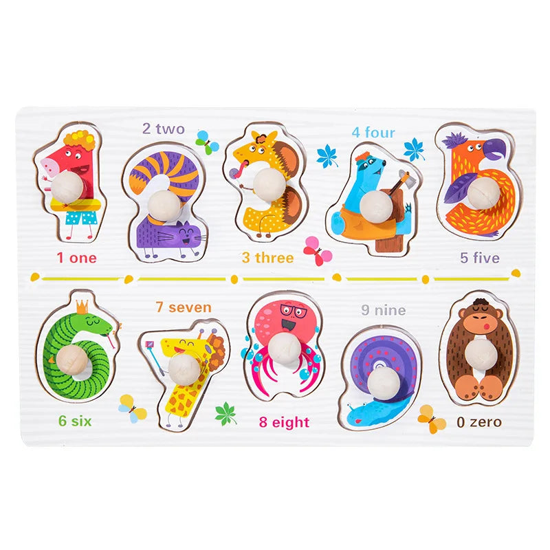 Toddlers Wooden Puzzle Montessori Baby Toys ABC Alphabet Number Shape Matching Board Game Preschool Educational Toy for Kids 2-4