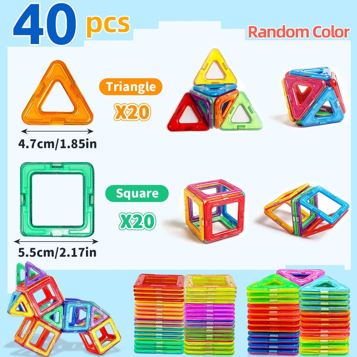 Magnetic Building Blocks DIY Magnets Toys medium size STEM Toys Construction Toys Learning Educational Magnet Toys