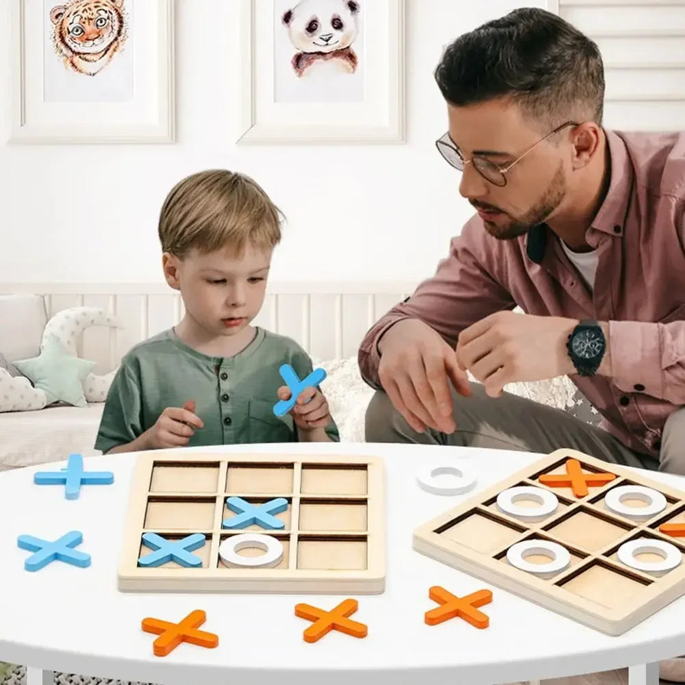 1PC Wooden Board Game Tic Tac Toe 9"x9" Table Toy for Kids Gifts Family Games Desk Decoration Board Game