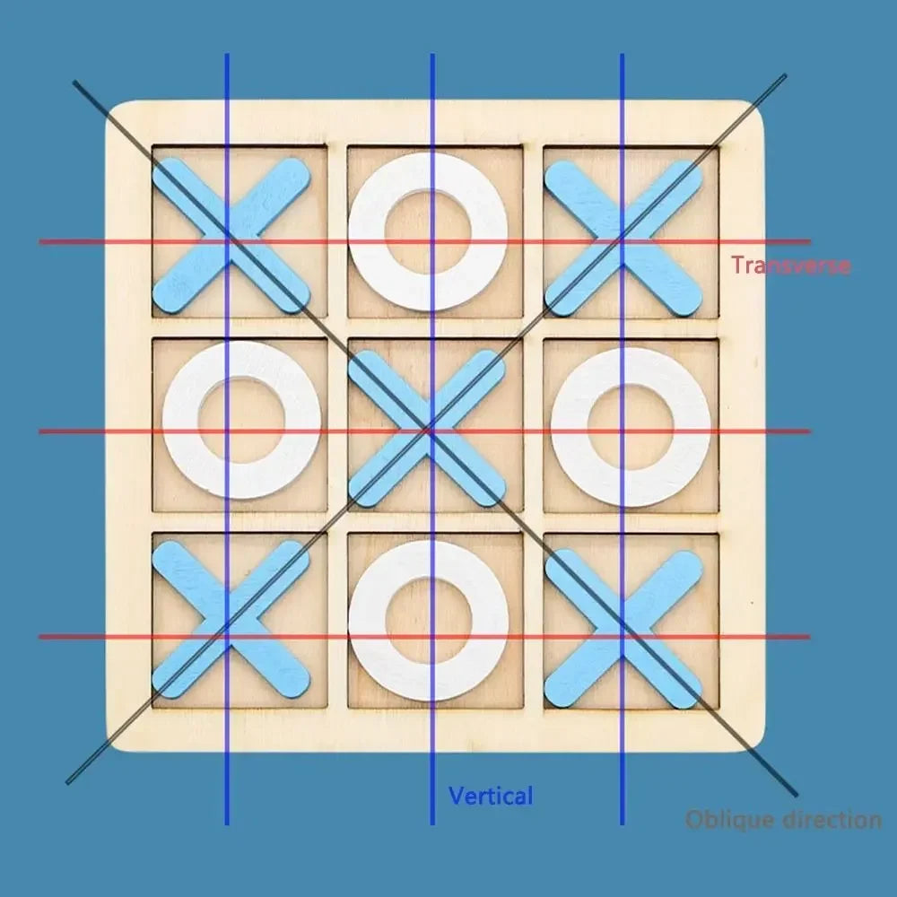 1PC Wooden Board Game Tic Tac Toe 9"x9" Table Toy for Kids Gifts Family Games Desk Decoration Board Game
