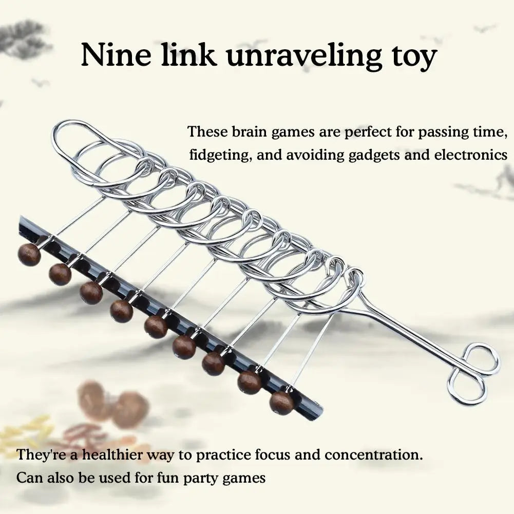 Luban Lock Educational Intellectual Toys IQ Toys Metal Puzzle Brain Teaser Metal Wire Puzzles Magic Trick Toy Untie Key Lock