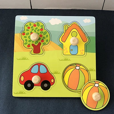 Toddlers Wooden Puzzle Montessori Baby Toys ABC Alphabet Number Shape Matching Board Game Preschool Educational Toy for Kids 2-4