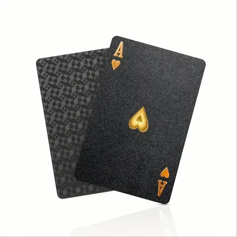 Black Gold Foil Waterproof Poker Cards, Matte Plastic Playing Cards, Table Game Cards for Gift & Collection
