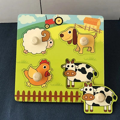 Toddlers Wooden Puzzle Montessori Baby Toys ABC Alphabet Number Shape Matching Board Game Preschool Educational Toy for Kids 2-4