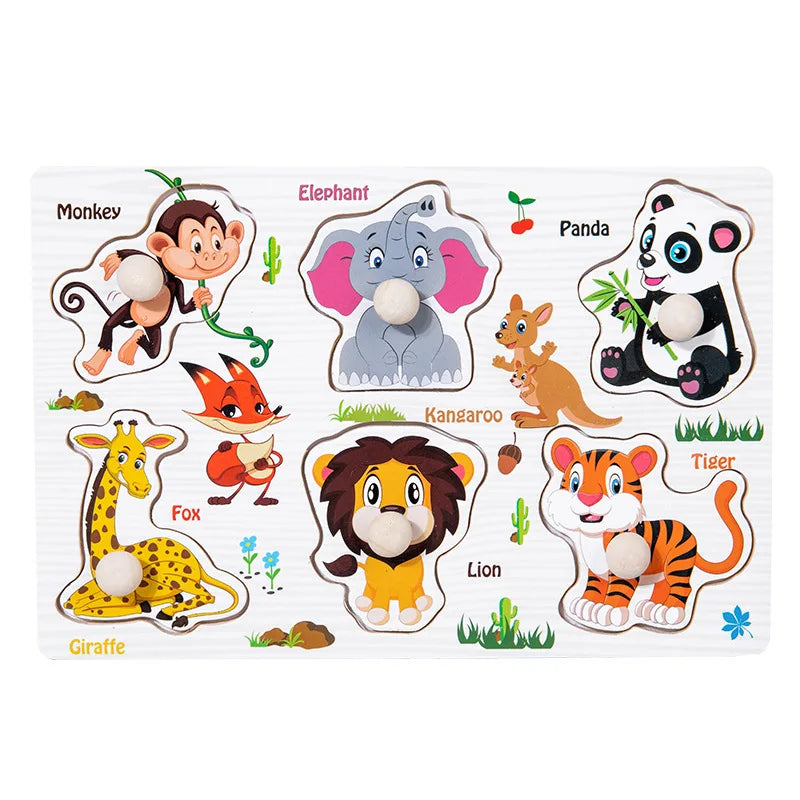 Toddlers Wooden Puzzle Montessori Baby Toys ABC Alphabet Number Shape Matching Board Game Preschool Educational Toy for Kids 2-4
