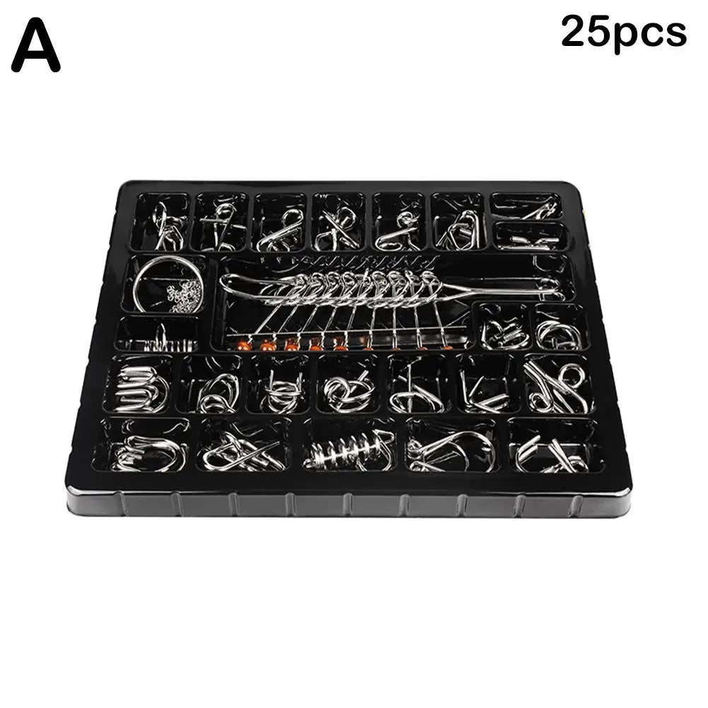 Luban Lock Educational Intellectual Toys IQ Toys Metal Puzzle Brain Teaser Metal Wire Puzzles Magic Trick Toy Untie Key Lock