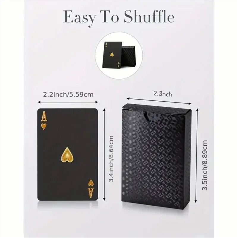 Black Gold Foil Waterproof Poker Cards, Matte Plastic Playing Cards, Table Game Cards for Gift & Collection