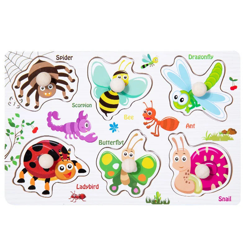Toddlers Wooden Puzzle Montessori Baby Toys ABC Alphabet Number Shape Matching Board Game Preschool Educational Toy for Kids 2-4