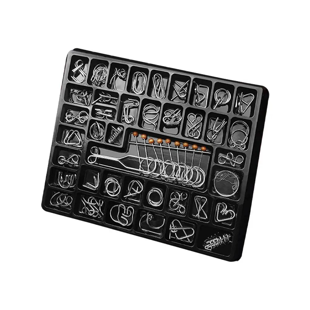 Luban Lock Educational Intellectual Toys IQ Toys Metal Puzzle Brain Teaser Metal Wire Puzzles Magic Trick Toy Untie Key Lock