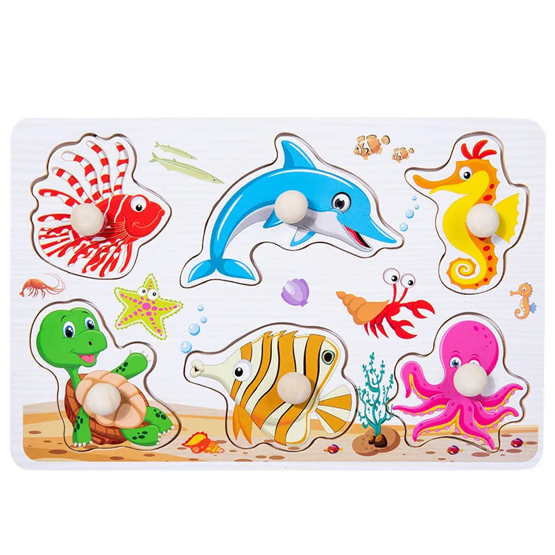 Toddlers Wooden Puzzle Montessori Baby Toys ABC Alphabet Number Shape Matching Board Game Preschool Educational Toy for Kids 2-4